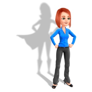 Business Woman Superhero Shadow PowerPoint clipart graphic preview.