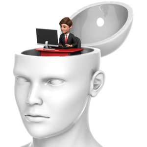 Businessman Inside Head PowerPoint clipart graphic preview.