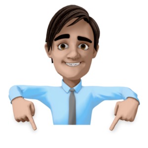 Guy In Tie Pointing Down PowerPoint clipart graphic preview.
