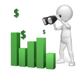 Stick Figure Looking At Graph PowerPoint clipart graphic preview.