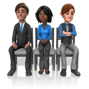 Business People Sit Look PowerPoint clipart graphic preview.