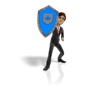 Businessman Shield Protect PowerPoint clipart graphic preview.