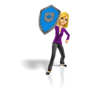 Business Woman Shield Protect PowerPoint clipart graphic preview.