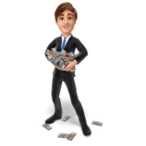 Businessman Hold Stack Money PowerPoint clipart graphic preview.