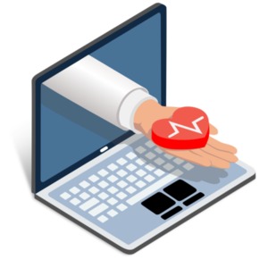 Doctor Heart Laptop PowerPoint clipart graphic preview.