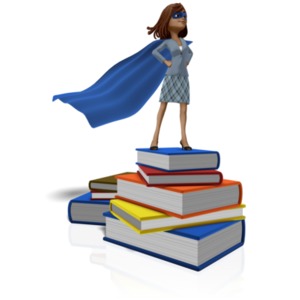 Talia On Books Superhero PowerPoint clipart graphic preview.