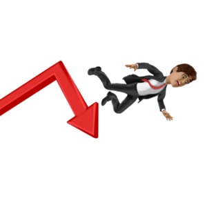 Businessman Fall Graph PowerPoint clipart graphic preview.