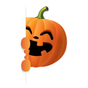 Happy Pumpkin Holding Side Sign PowerPoint clipart graphic preview.