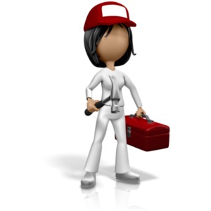 Handywoman Toolbox Hammer PowerPoint clipart graphic preview.
