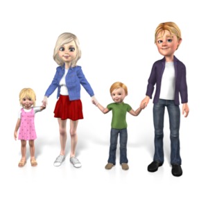 Family Together Two Children PowerPoint clipart graphic preview.