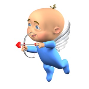 Cupid Baby Aiming With Heart Bow PowerPoint clipart graphic preview.