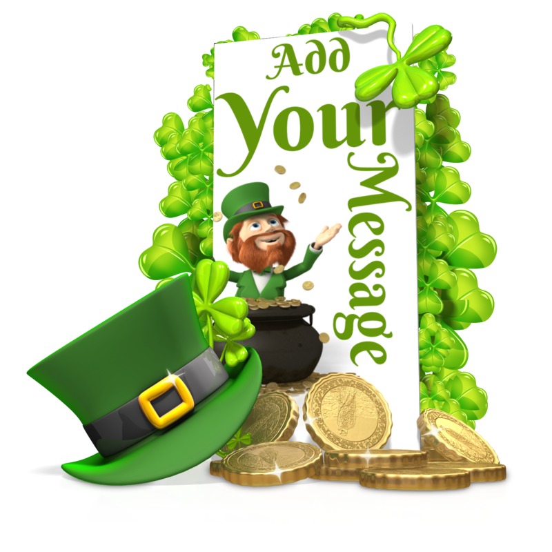 High-resolution customizable clipart of St Patricks Shamrock Hat Sign Custom, designed for seasonal marketing campaigns, corporate event presentations, and holiday promotions.