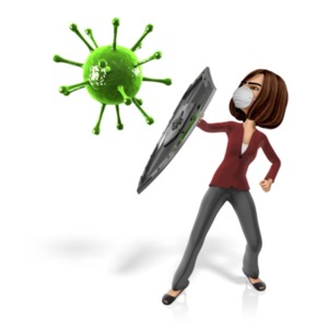 Woman Shield Virus PowerPoint clipart graphic preview.