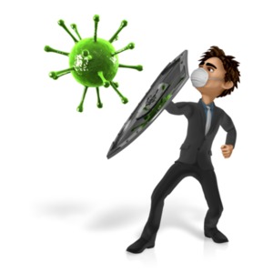 Man Shield Virus PowerPoint clipart graphic preview.