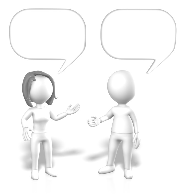 High-resolution clipart illustration of Stick Man Woman Speech Bubbles, designed for creative multimedia presentations, dynamic visual storytelling, and professional content design.