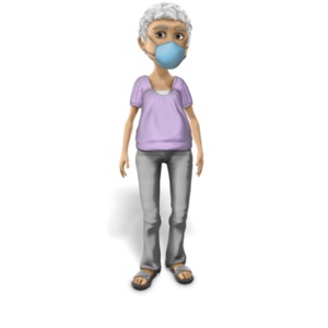 Elderly Woman Wearing Protective Mask PowerPoint clipart graphic preview.