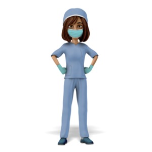 Woman Scrubs Mask Stand Proud PowerPoint clipart graphic preview.