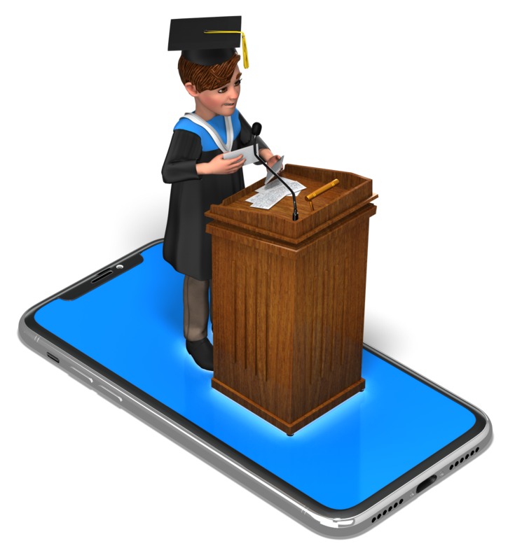 High-resolution clipart illustration of Male Graduation Smartphone, designed for academic lesson planning, classroom engagement, and interactive learning frameworks.