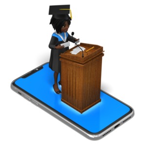 Female Graduation Smartphone PowerPoint clipart graphic preview.