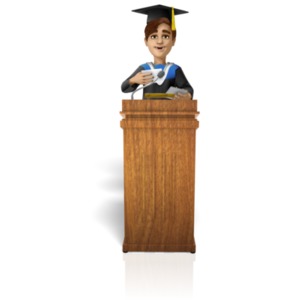 Male Graduation Podium PowerPoint clipart graphic preview.