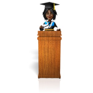 Female Graduation Podium PowerPoint clipart graphic preview.