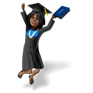 Female Graduate Jump Diploma PowerPoint clipart graphic preview.