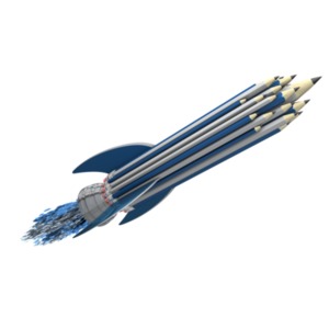 Pencil Rocket PowerPoint clipart graphic preview.