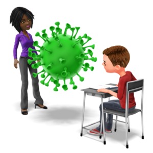 Corona Between Teacher Student PowerPoint clipart graphic preview.