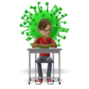Corona Behind Student PowerPoint clipart graphic preview.