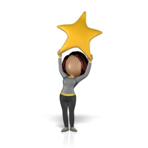 Woman Figure Holding Up Star PowerPoint clipart graphic preview.