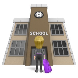 Stick Girl School Backpack PowerPoint clipart graphic preview.