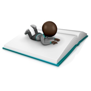 Guy Figure Reading On Huge Book PowerPoint clipart graphic preview.