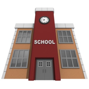 Towering School Building PowerPoint clipart graphic preview.