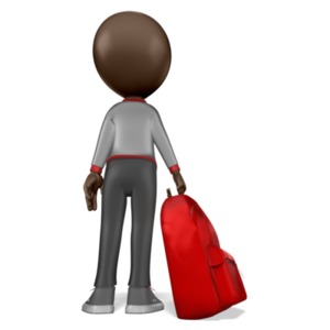 Stick Boy Student Backpack PowerPoint clipart graphic preview.