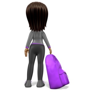 Stick Girl Student Backpack PowerPoint clipart graphic preview.