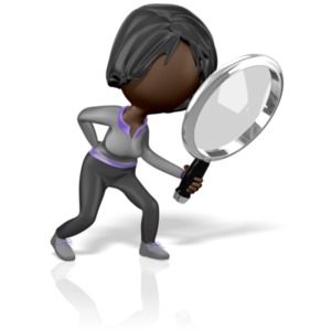 Stickwoman Search Clues PowerPoint clipart graphic preview.