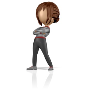 Stickwoman Standing Proud PowerPoint clipart graphic preview.