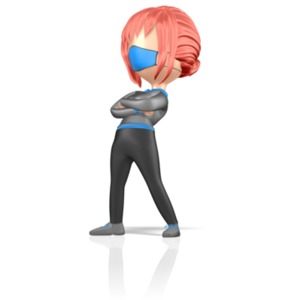 Stickwoman Standing Proud Mask PowerPoint clipart graphic preview.