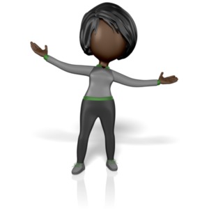 Stickwoman Welcome Arms PowerPoint clipart graphic preview.