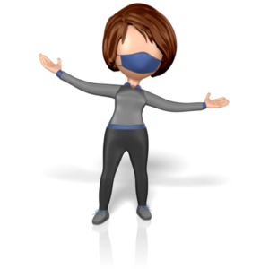 Stickwoman Mask Welcome Arms PowerPoint clipart graphic preview.