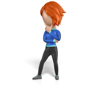 Stick Woman Solo Thought PowerPoint clipart graphic preview.