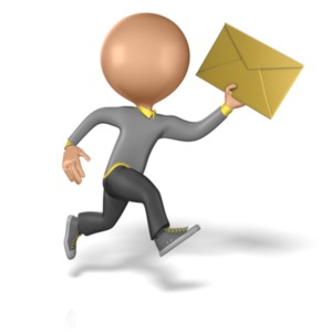 Running to Deliver a Message PowerPoint clipart graphic preview.