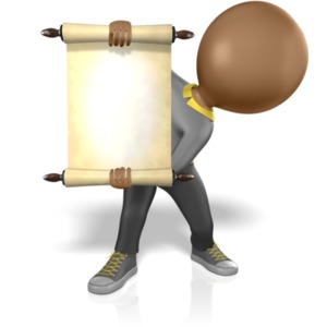 Figure Holding Scroll Open PowerPoint clipart graphic preview.