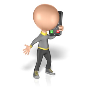 Figure Talking on a Smart Phone PowerPoint clipart graphic preview.