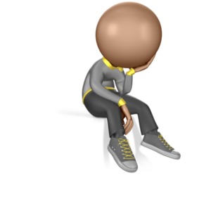 Figure Sitting on the Edge of a Ledge PowerPoint clipart graphic preview.