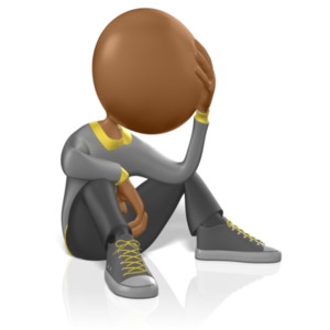 Figure Sitting and Looking Confused PowerPoint clipart graphic preview.