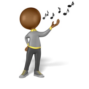 Figure Singing With Music Notes PowerPoint clipart graphic preview.