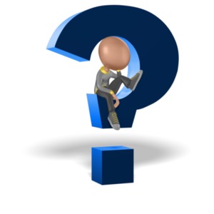 Figure Sitting and Thinking Inside of Question Mark PowerPoint clipart graphic preview.
