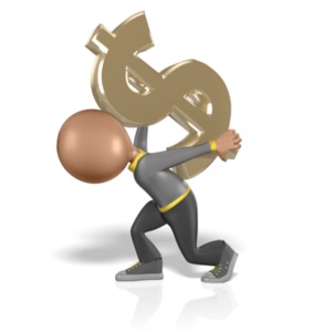 Figure With Dollar Symbol On Back PowerPoint clipart graphic preview.