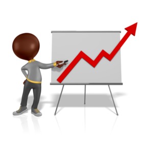 Figure With Pen Presenting Graph Increase PowerPoint clipart graphic preview.